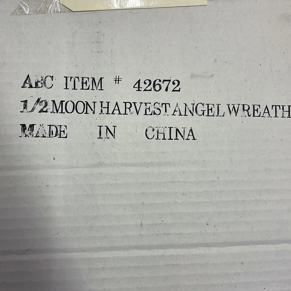 ABC Half Moon Harvest Angel Wreath. Made in China